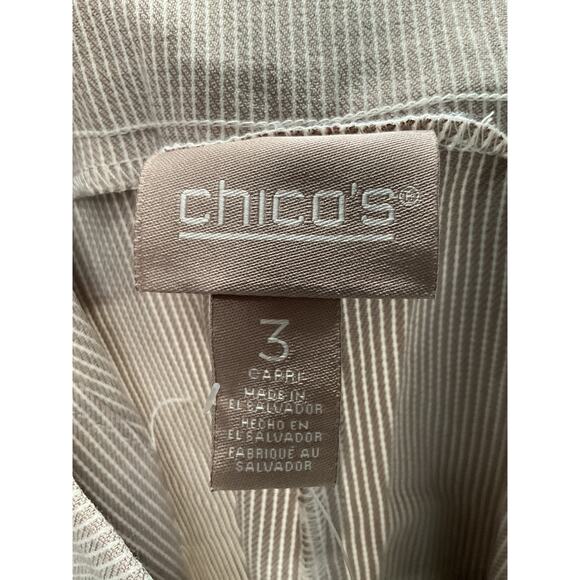 Chico's Beige Striped Capri Pants, Size 3 - Picture 3 of 4